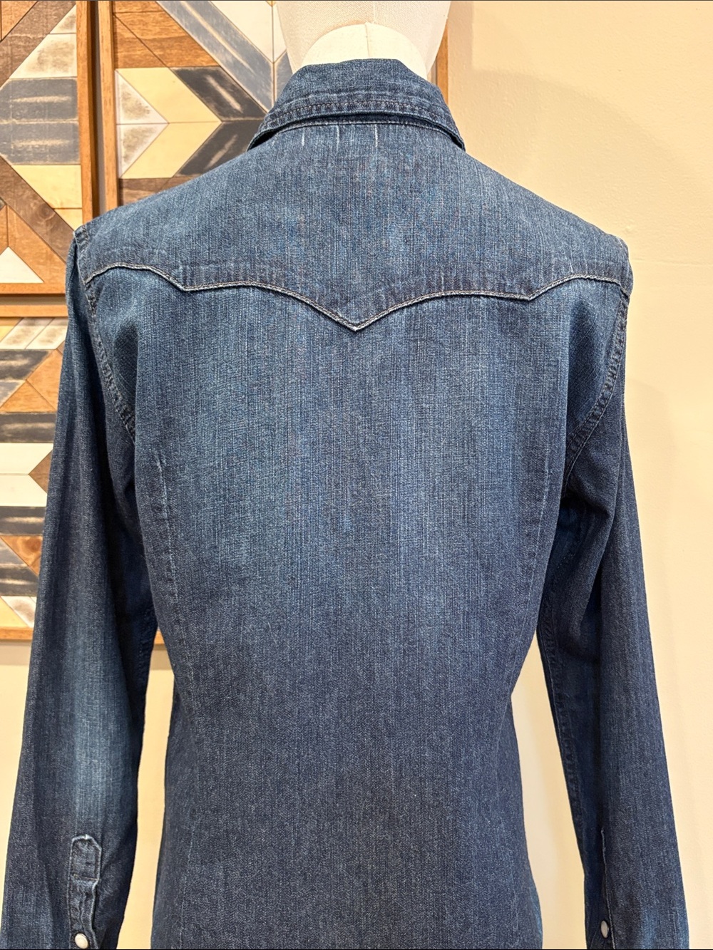 Vintage Ralph Lauren Sport Indigo Denim Pearl Snap Western Top size 4 - Picture 7 of 11